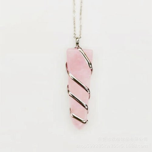 data-1450.jpg Natural Gemstone Spiral Wrapped Pendant Necklace – Bild 1