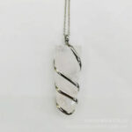 Natural Gemstone Spiral Wrapped Pendant Necklace – Bild 3