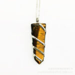 Natural Gemstone Spiral Wrapped Pendant Necklace – Bild 4