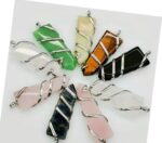 Natural Gemstone Spiral Wrapped Pendant Necklace – Bild 5