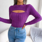 2022 Autumn Winter Fashion Women's Short Hollow Sexy knitted tops – Bild 2