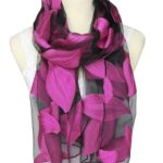 Jacquard Silk Scarf with Leaf Design - Soft Touch