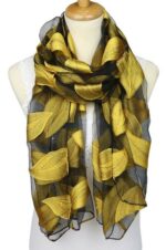 Jacquard Silk Scarf with Leaf Design - Soft Touch – Bild 4