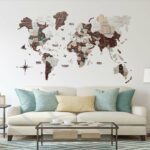 3D Wooden World Map Cappuccino – Bild 2