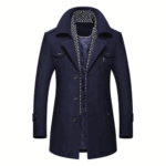 Herren Wollmantel mit abnehmbarem Winterschal – Warmer Wintermantel – Bild 3