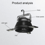 Foldable Fan Portable LED Solar Camping Lantern with Hook – Bild 4