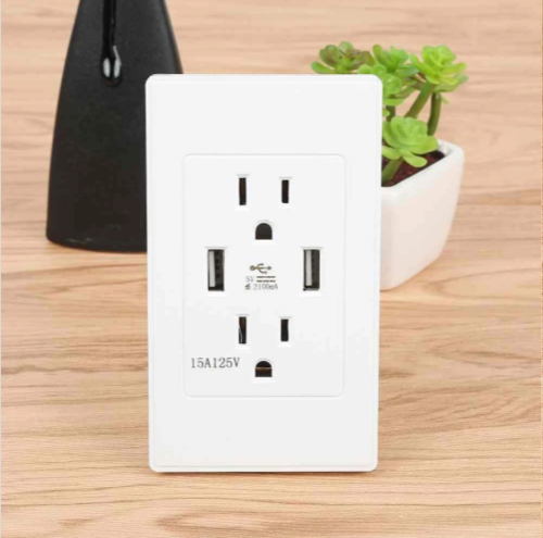 data-496.png Smart House Dual USB Wall Socket US Plug -White – Bild 1