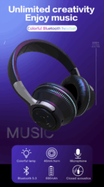 Colorful LED Lights Bluetooth Headphone Bass Wireless Earphones – Bild 3