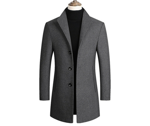 data-547.jpg High Quality Men Coats Autumn Winter Solid Color Men's Wool Jacket – Bild 1