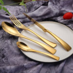 4pcs Stainless Steel Steak Knife Fork Gold – Bild 2