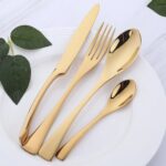4pcs Stainless Steel Steak Knife Fork Gold – Bild 4