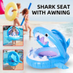 Aufblasbarer Schwimmring für Kinder mit Sonnendach – Hai-Design mit Sitz