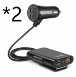 Back Seat QC3.0 2.4A3.1A 4 USB Car Charger With Cable A Clip – Bild 7