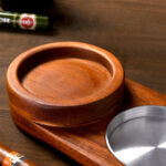 2 In 1 Wooden Ashtray Rustic Wood Whiskey Glass Cup Tray Cigar Holder – Bild 2