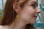 Fern Leaf Earrings: 14K Gold Plated Sterling Silver Drop – Bild 2