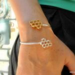 Honeycomb Cuff Bracelet: Electroformed Bee Design - Sterling Silver