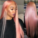 Straight Human Hair Wigs Pink Wig Peruvian Remy Hair Transparent Lace