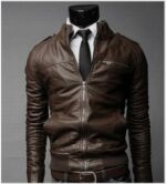 Mens PU Leather Jacket Fashion Coats for Male Business Wear Clothing – Bild 2