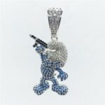 Hot Sale Iced Out Zircon Cartoon Figure With Gun Pendants Necklace