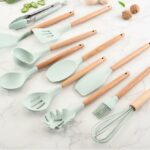 Wooden Handle Silicone Kitchenware Set Cooking Spoon Shovel Silicone