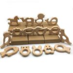 DIY Baby Teether Toys Set 15pcs Organic Natural Beech Wooden Toy Hand