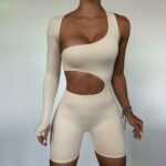 Asymmetrical Solid Women Rompers 2020 Basic Long Sleeve Casual